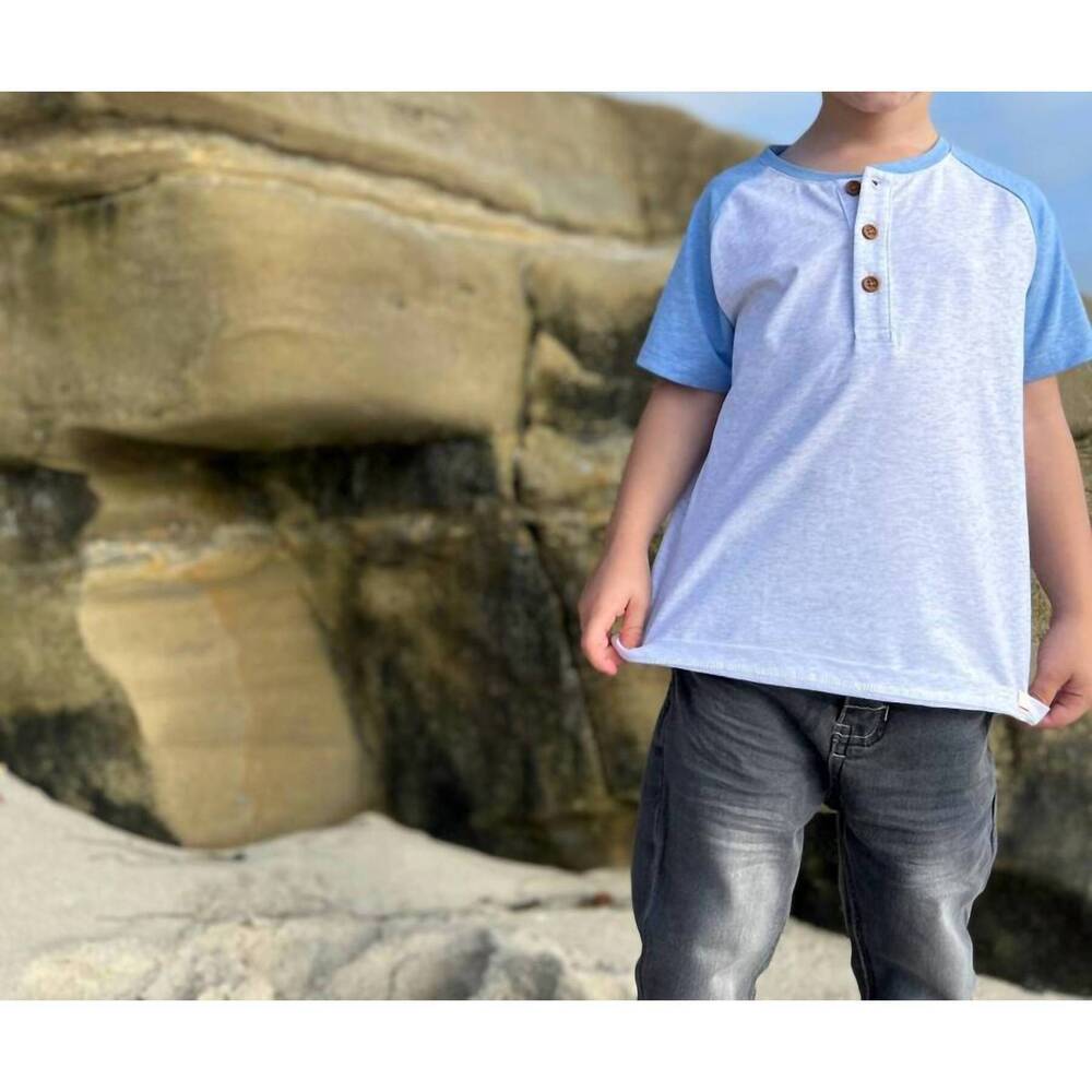 NEW ME & HENRY beacon raglan tee in heather grey